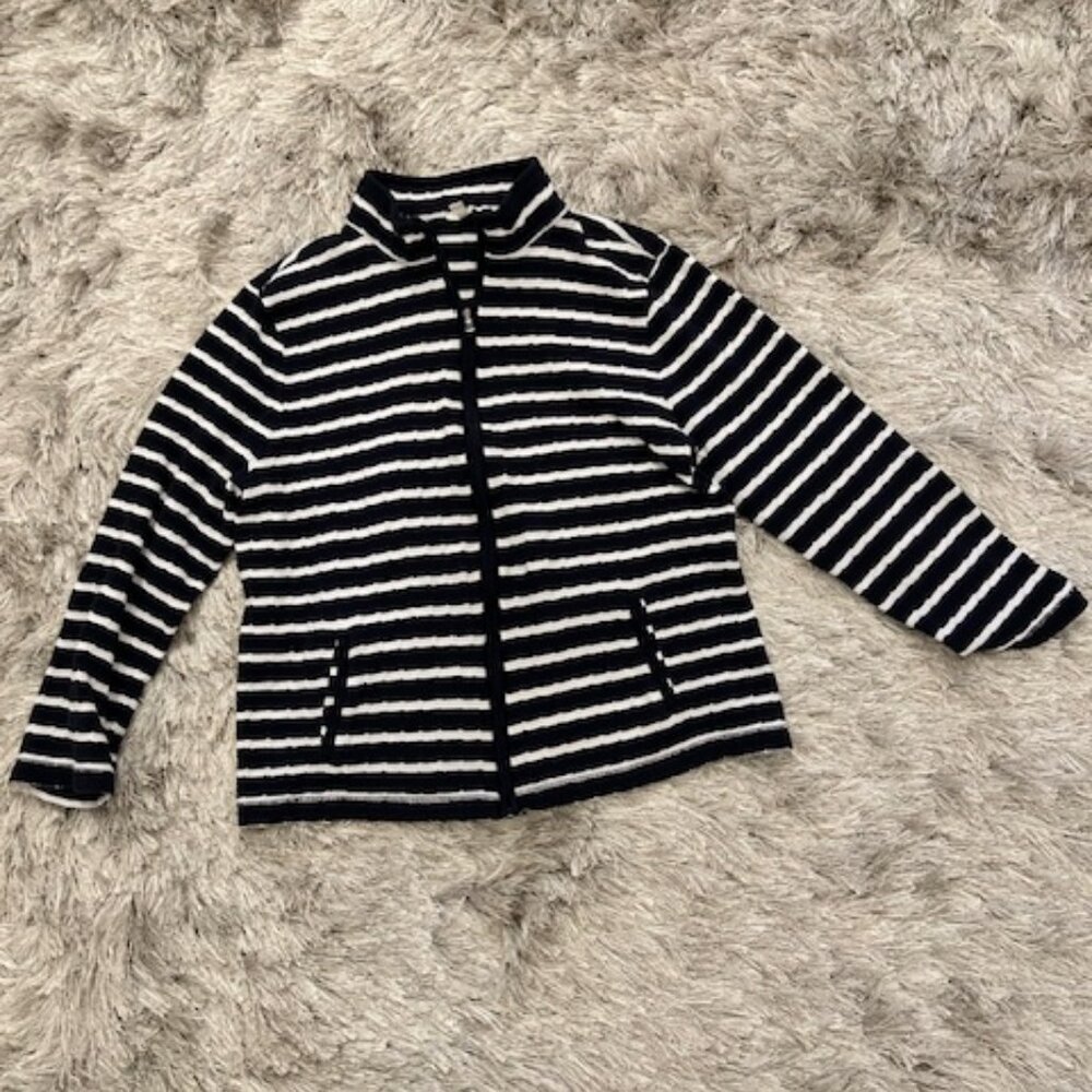 Talbots Nautical Stripe Zip Sweater Coat